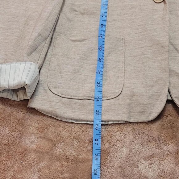 Cotton On Tan and cream linen blend blazer with white striped lining #linenblend - Picture 3 of 7